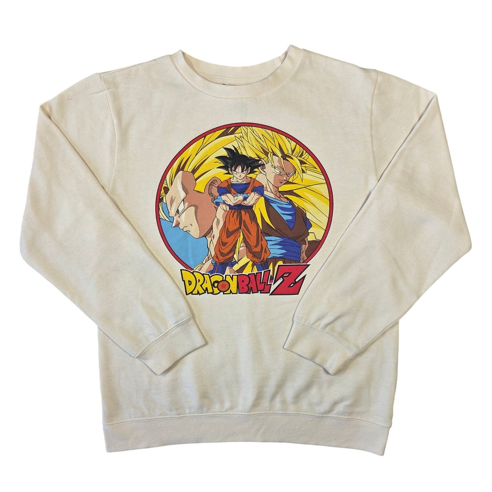Dragon Ball Z Goku Super Saiyan Graphic Sweatshirt Cream Mens XL DBZ Pullover